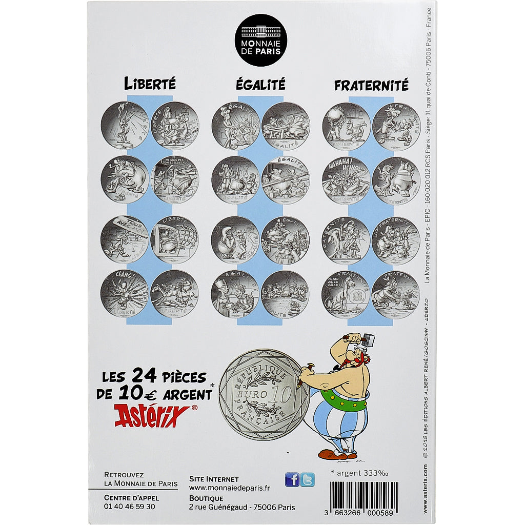 France, 10 Euro, Astérix Liberté (Le Tour de Gaule), 2015, MDP, Silver