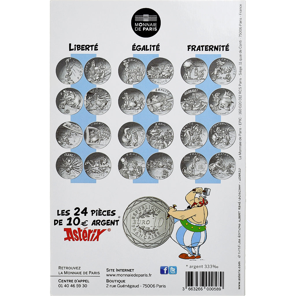 France, 10 Euro, Astérix Fraternité (La grande traversée), 2015, MDP, Argent
