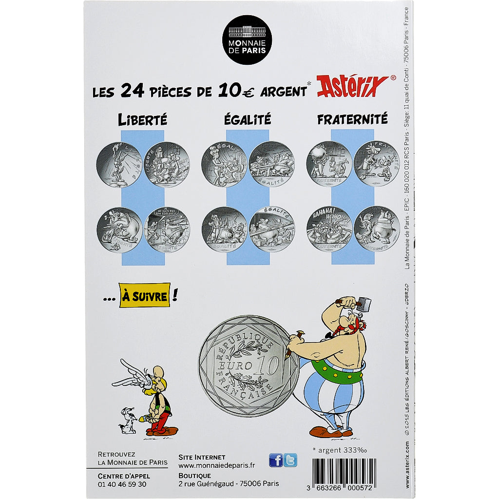 Francia, 10 Euro, Astérix Fraternité (Astérix chez les belges), 2015, MDP