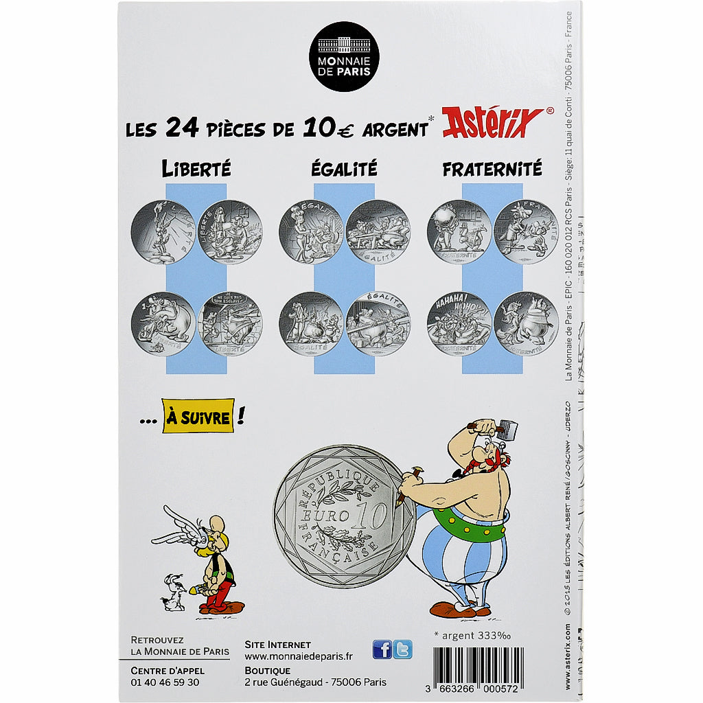 Francia, 10 Euro, Astérix Fraternité (Astérix aux Jeux Olympiques), 2015