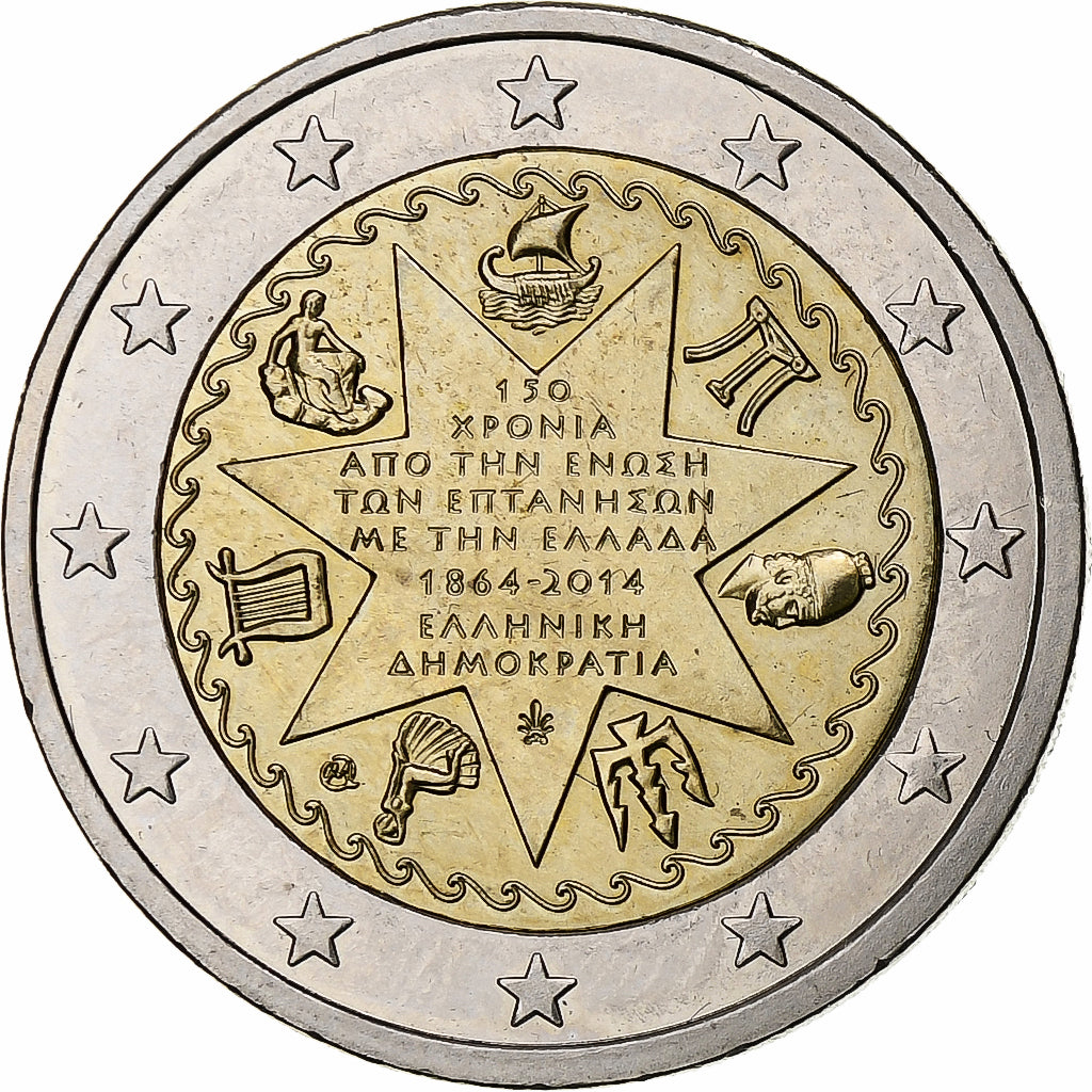 Greece, 2 Euro, Ionian Islands, 2014, Athens, Bi-Metallic, MS(64)