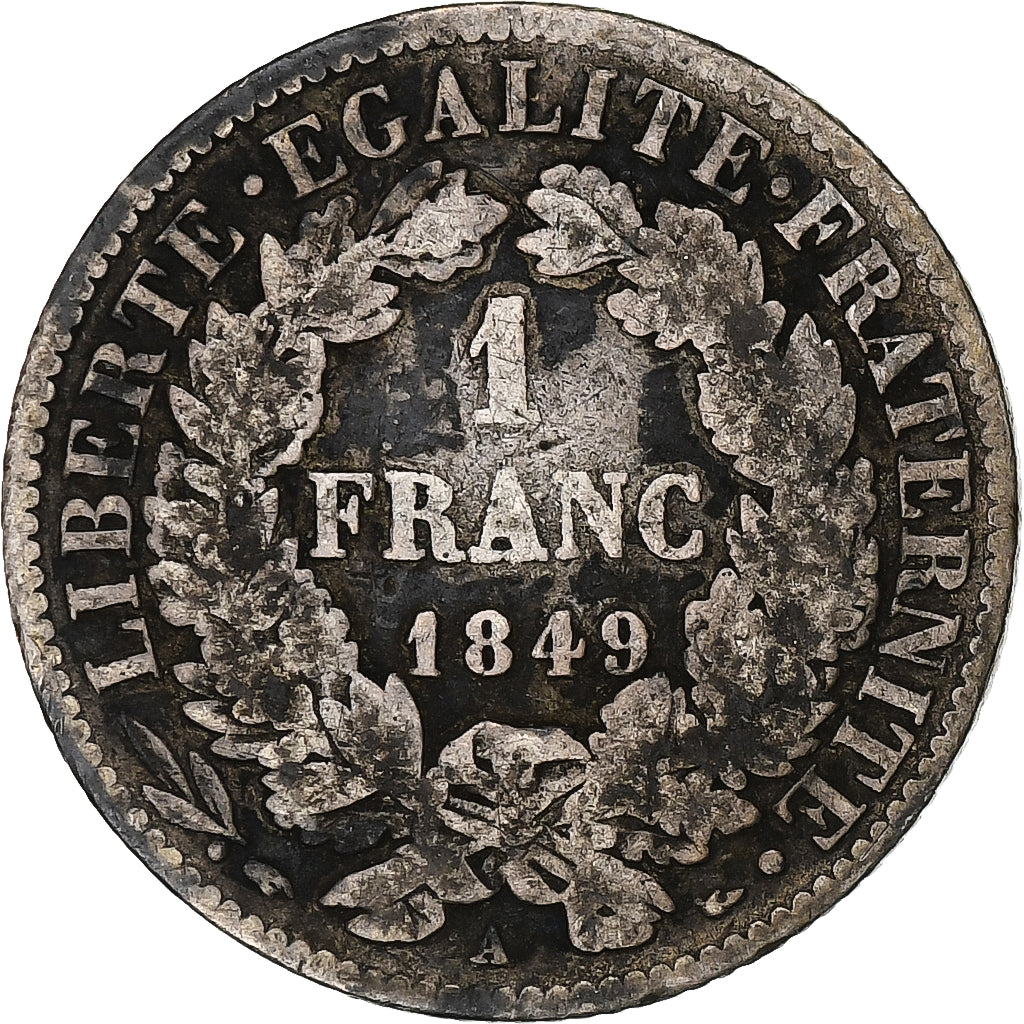 Francia, Franc, Cérès, 1849, Paris, Argento, MB, Gadoury:457, KM:759.1