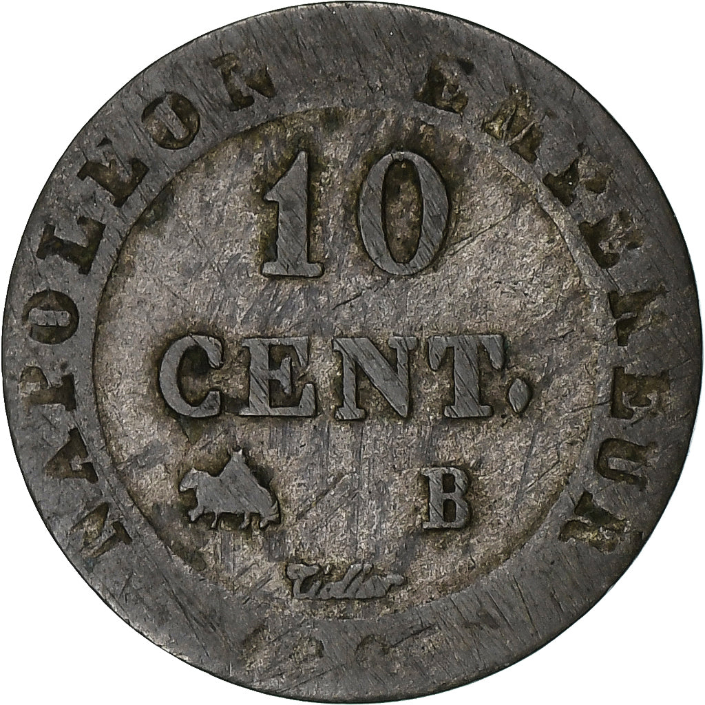 Frankrijk, Napoleon I, 10 Centimes, Rouen, Billon, FR, Gadoury:190, KM:676