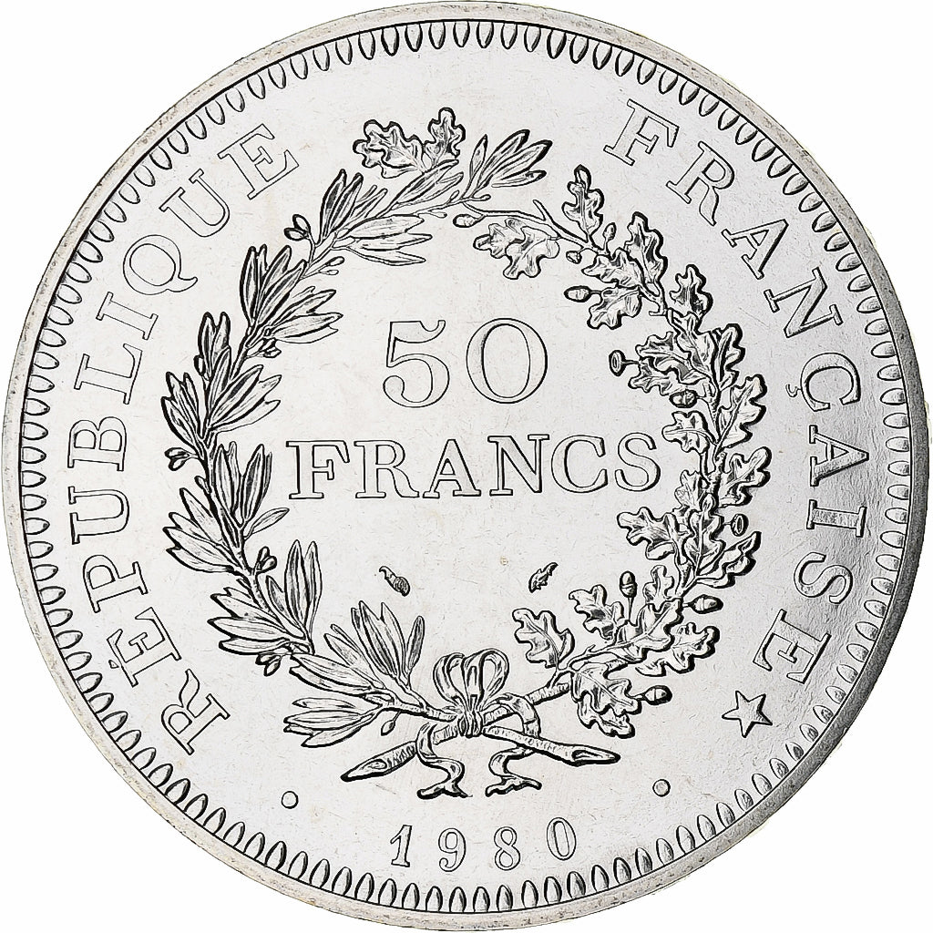 Francia, 50 Francs, Hercule, 1980, Monnaie de Paris, série FDC, Argento, FDC