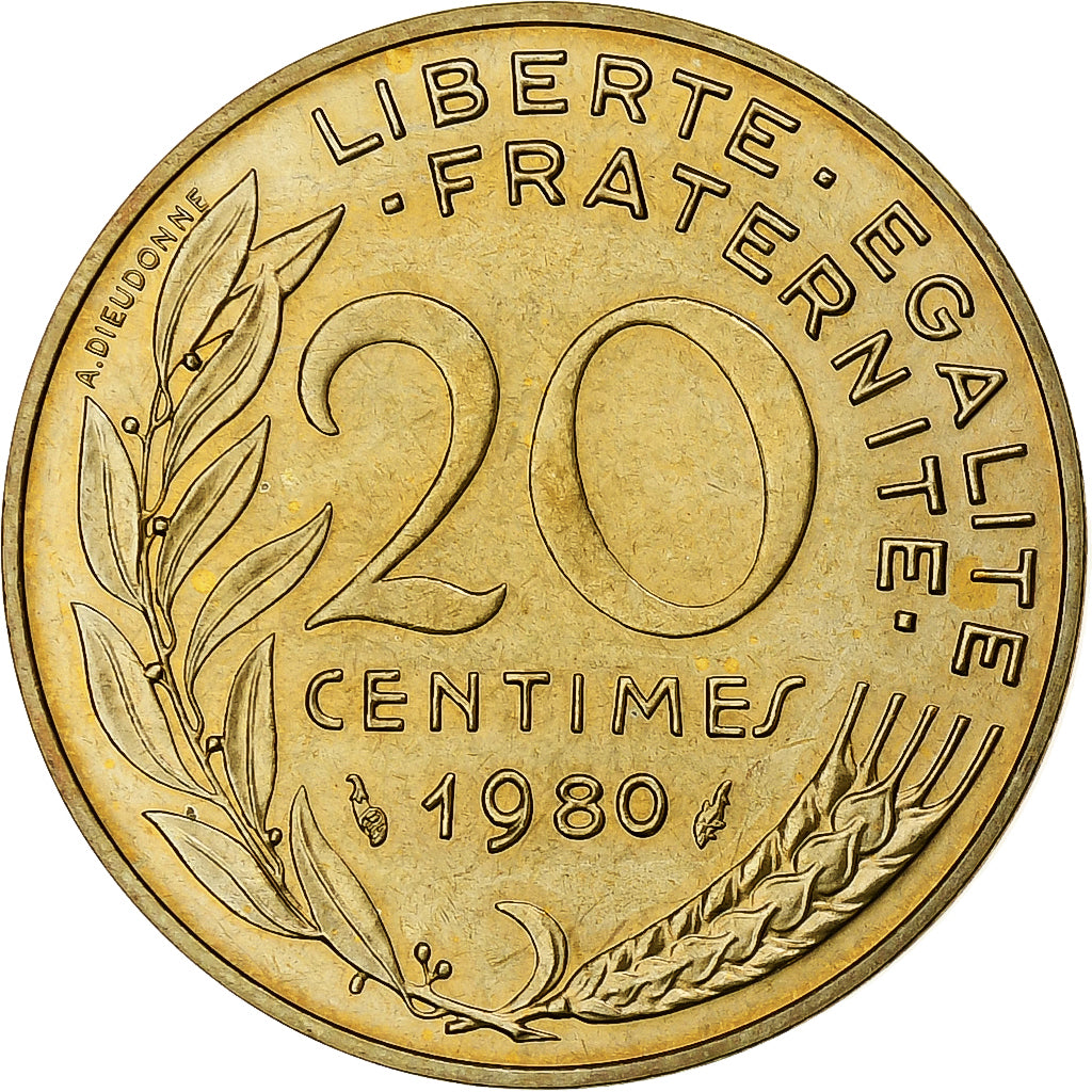 Francia, 20 Centimes, Marianne, 1980, Monnaie de Paris, série FDC