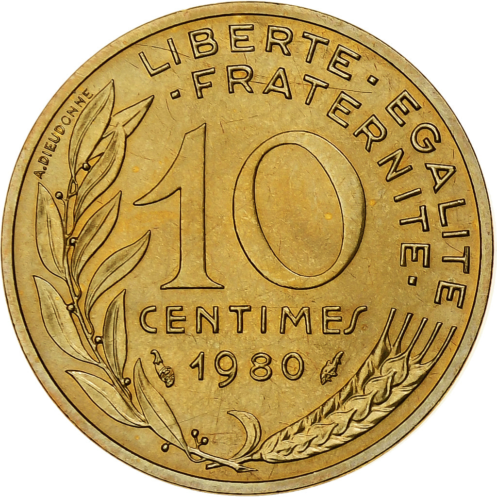 Frankrijk, 10 Centimes, Marianne, 1980, Monnaie de Paris, série FDC