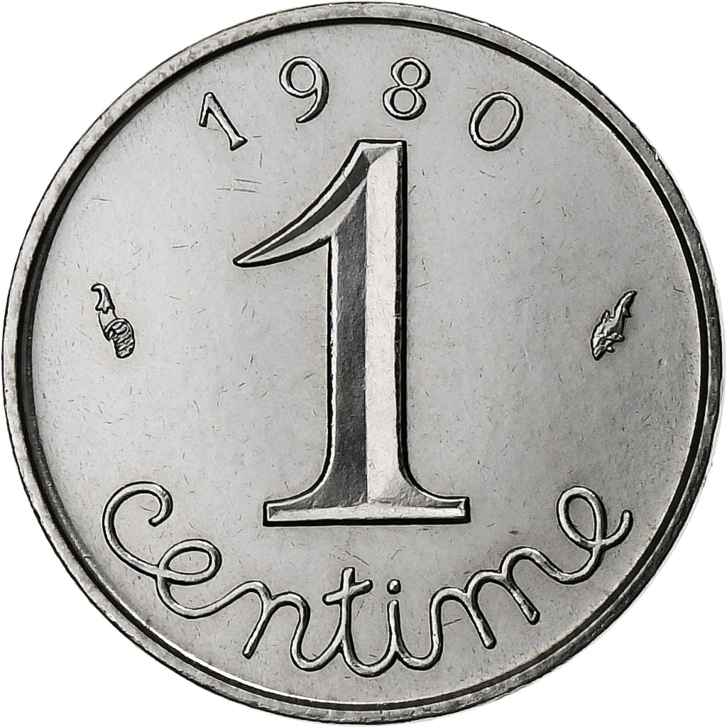 Francja, Centime, Épi, 1980, Monnaie de Paris, série FDC, Stal nierdzewna