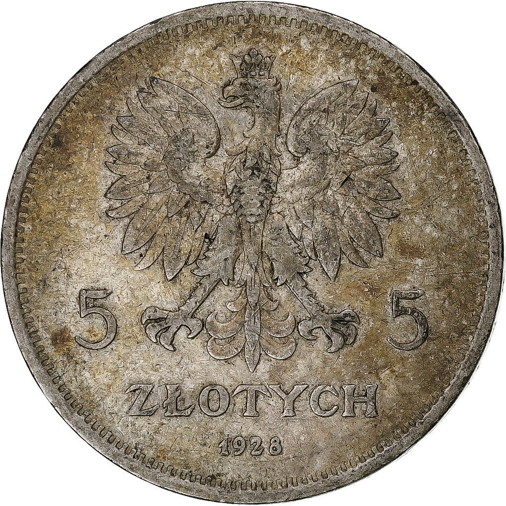Poland, 5 Zlotych, Nike, 1928, Warsaw, Silver, EF(40-45), KM:18