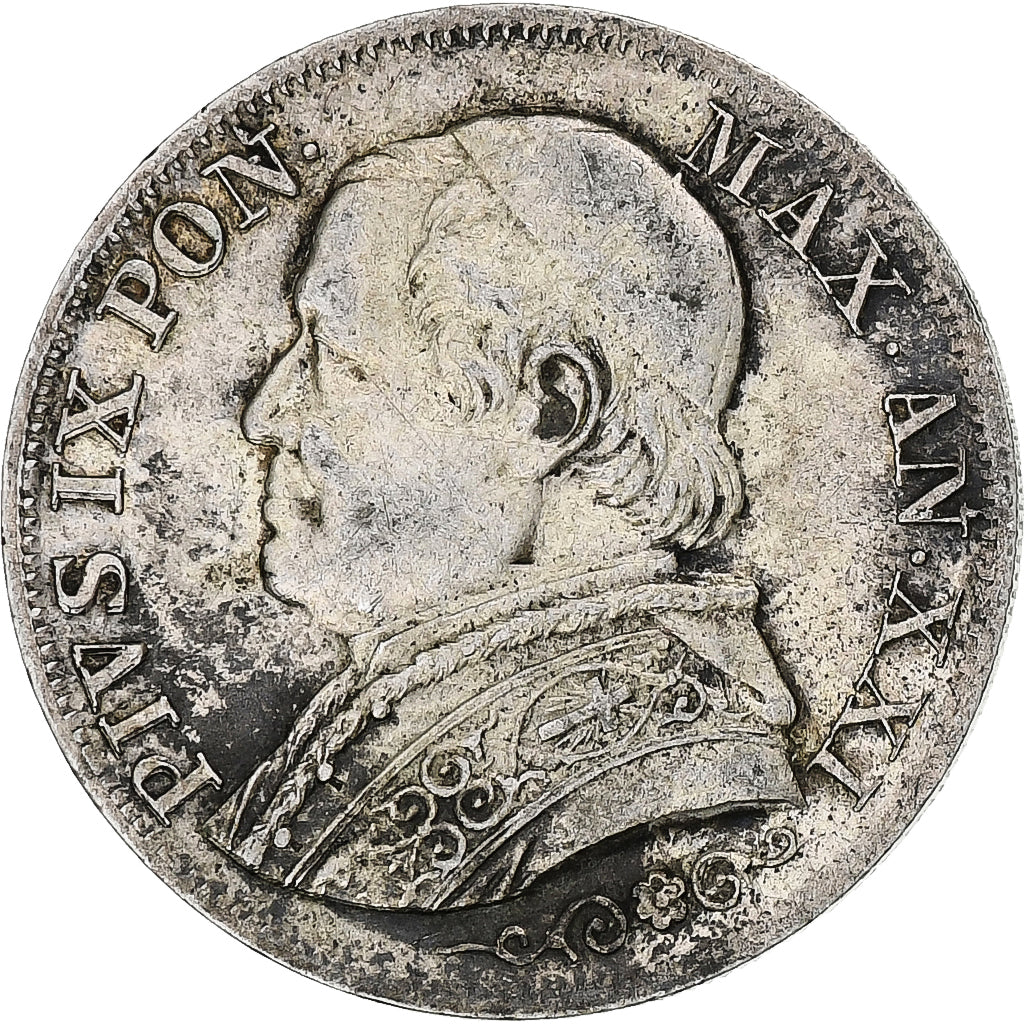 Papal States, Pius IX, Lira, 1867, Rome, Silver, EF(40-45), KM:1378