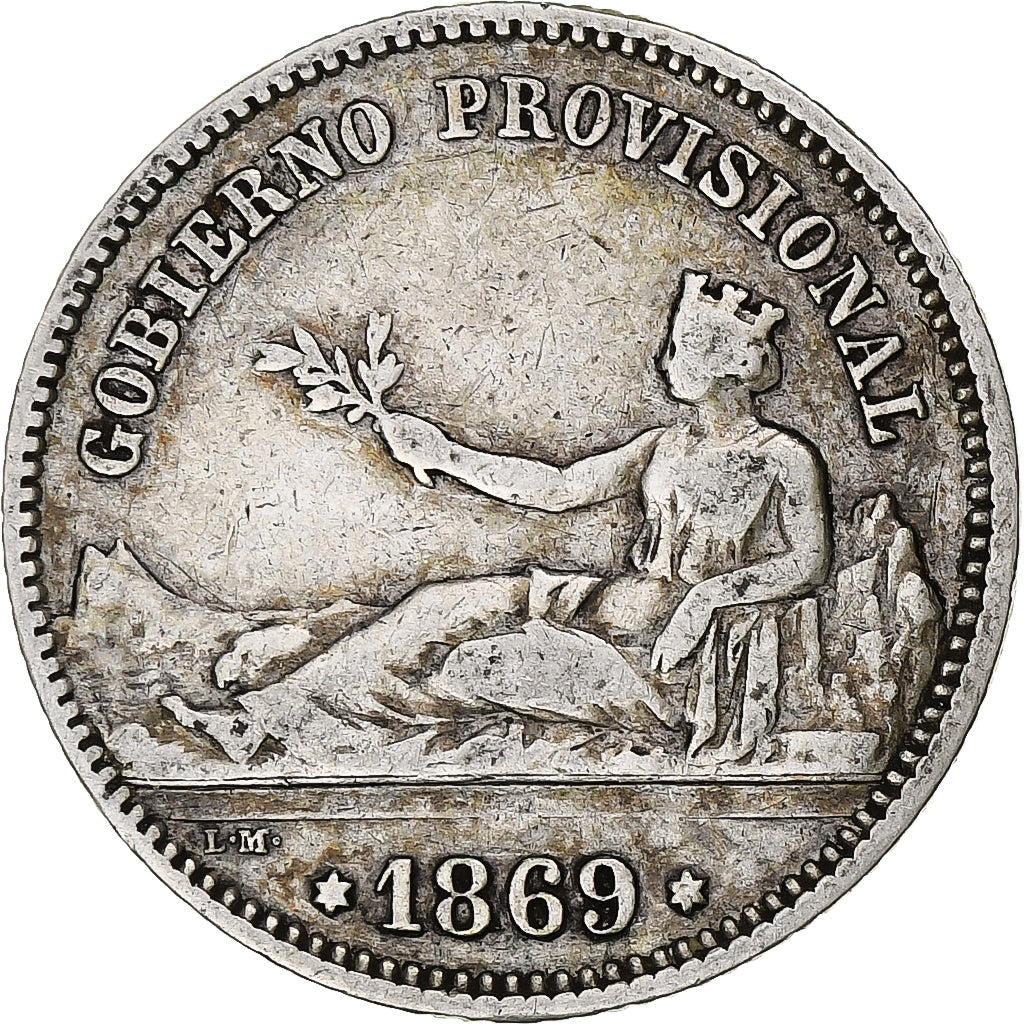 Spain, Provisional Government, Peseta, 1869, Madrid, Silver, VF(30-35), KM:652