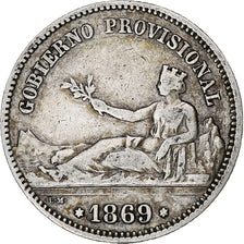 Spain, Provisional Government, Peseta, 1869, Madrid, Silver, VF(30-35), KM:652