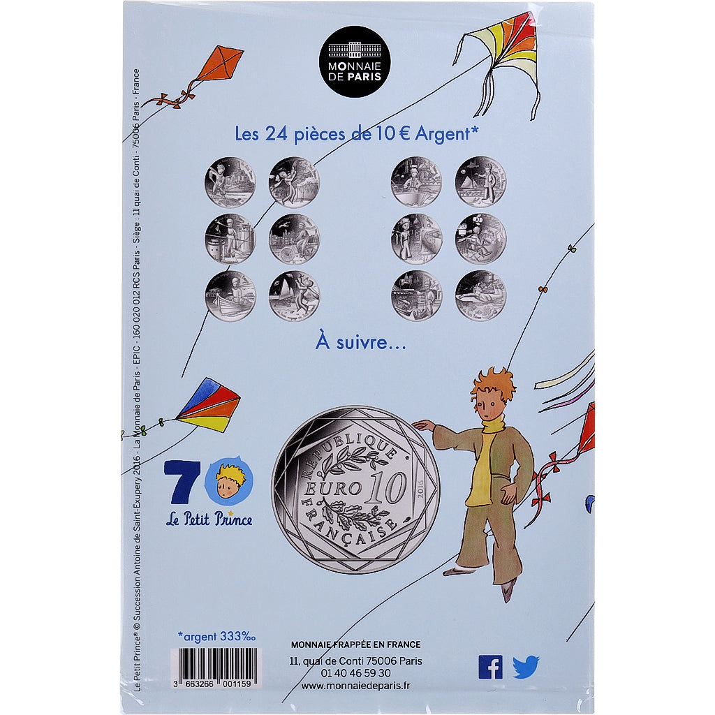 França, 10 Euro, Petit Prince fait du cerf-volant, 2016, Monnaie de Paris
