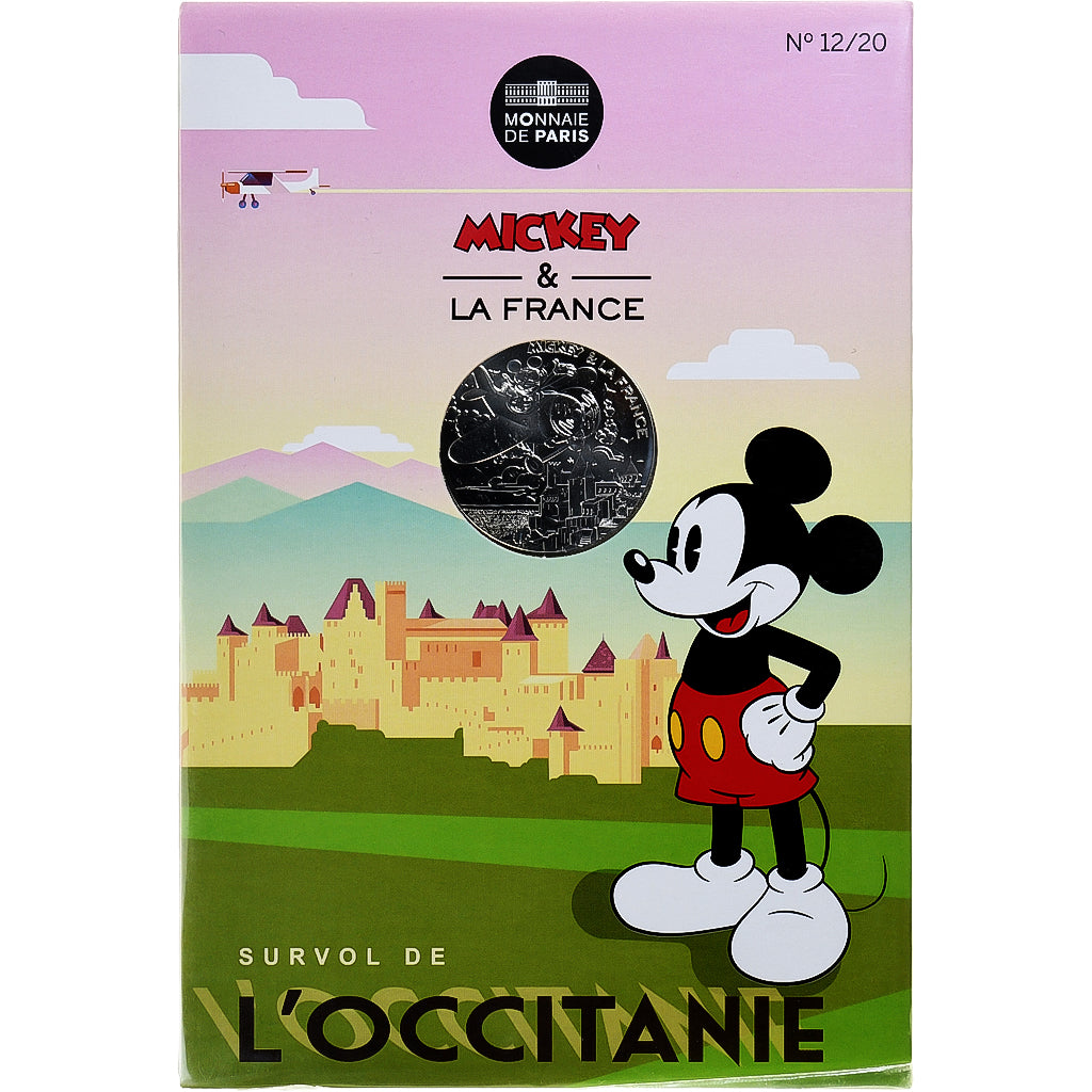 França, 10 Euro, Mickey Survol de l'Occitanie, 2018, Monnaie de Paris, Prata