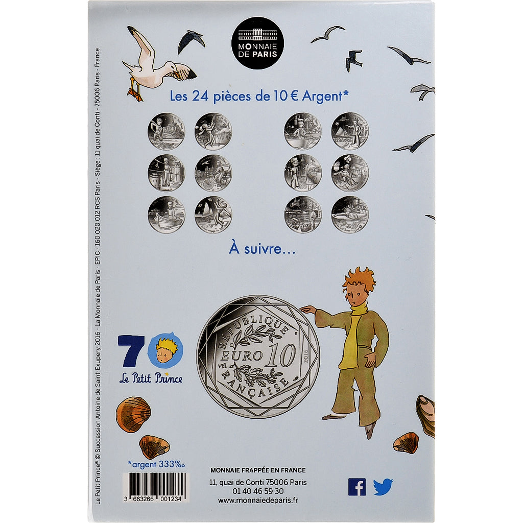 Francja, 10 Euro, Petit Prince Navigue sur une pinasse, 2016, Monnaie de Paris