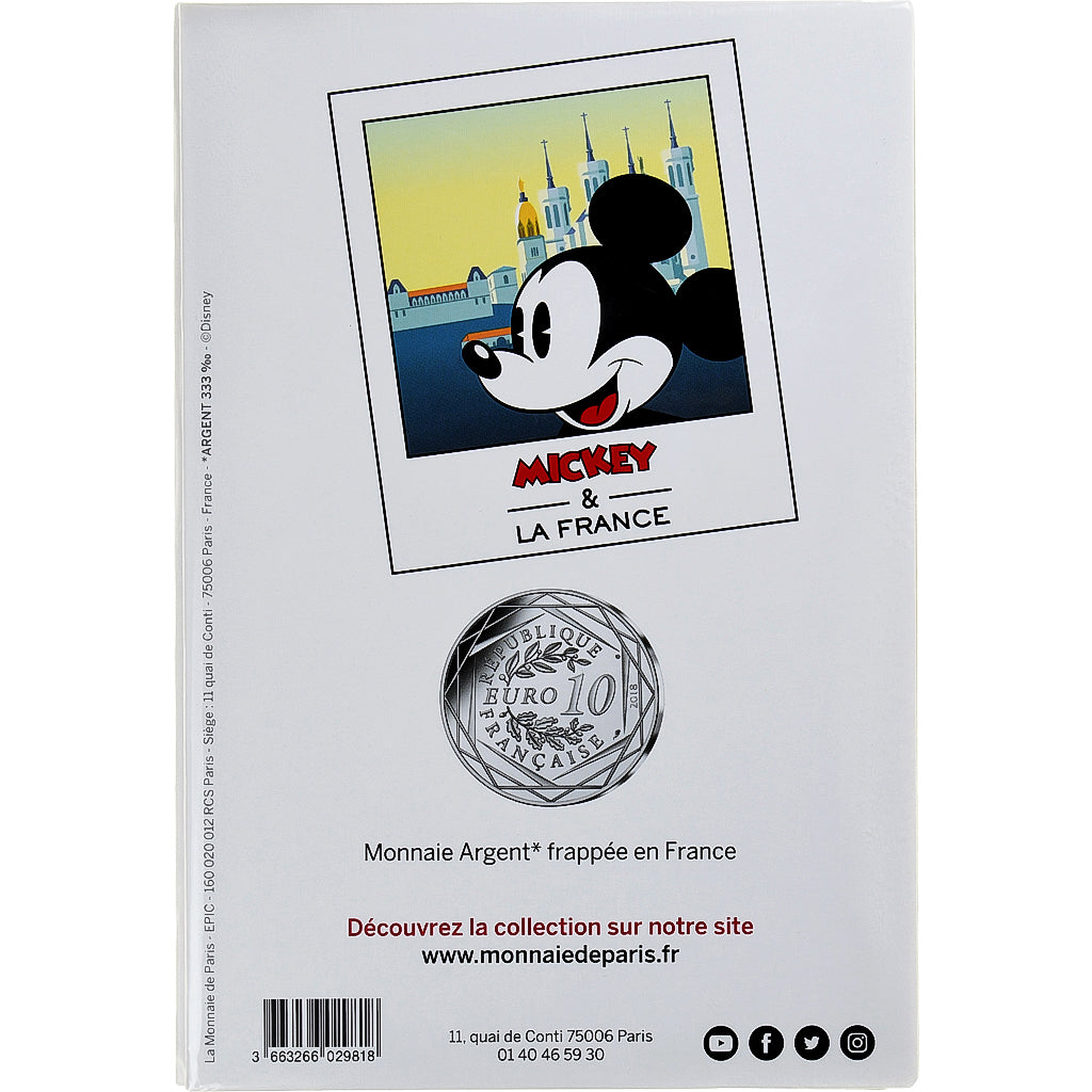 Francja, 10 Euro, Mickey Silence on tourne, 2018, Monnaie de Paris, Srebro