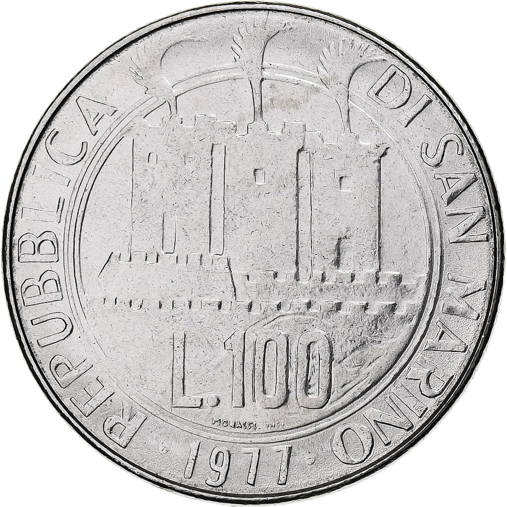 San Marino, 100 Lire, Protection of Nature, 1977, Rome, BU, Acero inoxidable