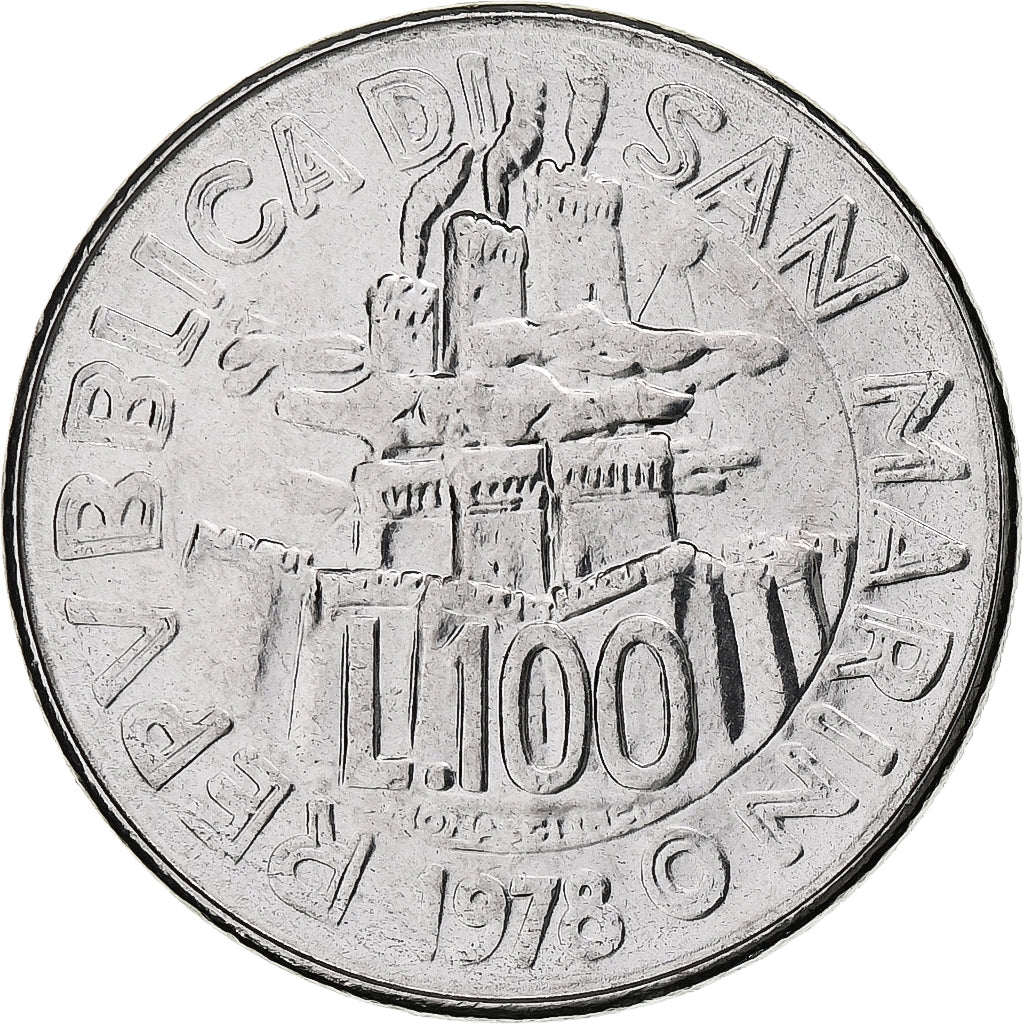 San Marino, 100 Lire, F.A.O., 1978, Rome, BU, Stainless Steel, MS(63), KM:82