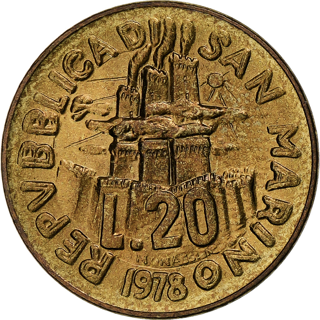 San Marino, 20 Lire, Work Life, 1978, Rome, BU, Aluminio - bronce, SC, KM:80