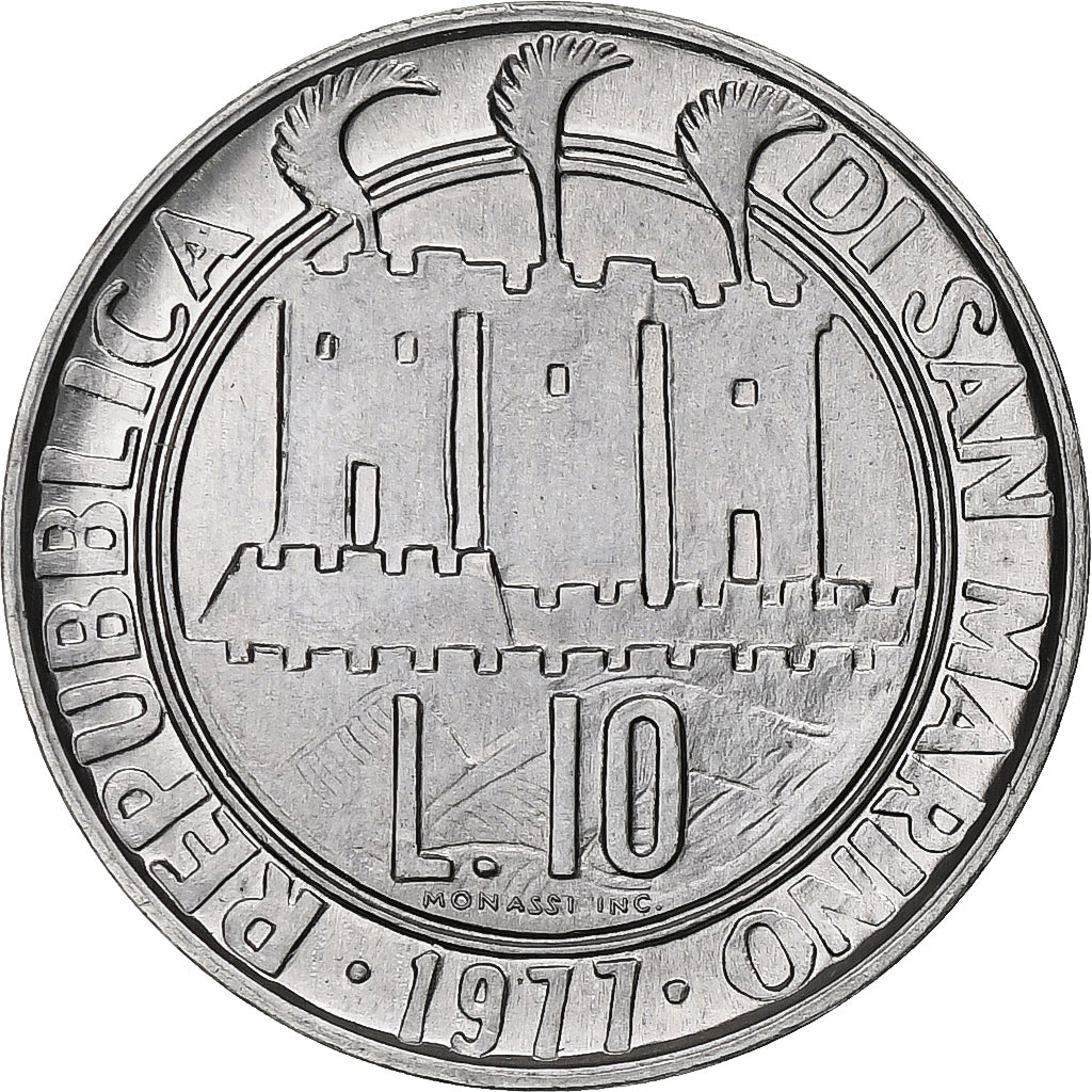San Marino, 10 Lire, Protection of Nature, 1977, Rome, BU, Aluminium, MS(63)