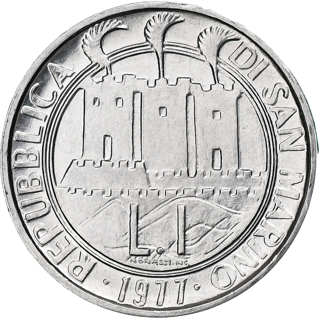San Marino, Lira, F.A.O., 1977, Rome, BU, Aluminum, MS(63), KM:63
