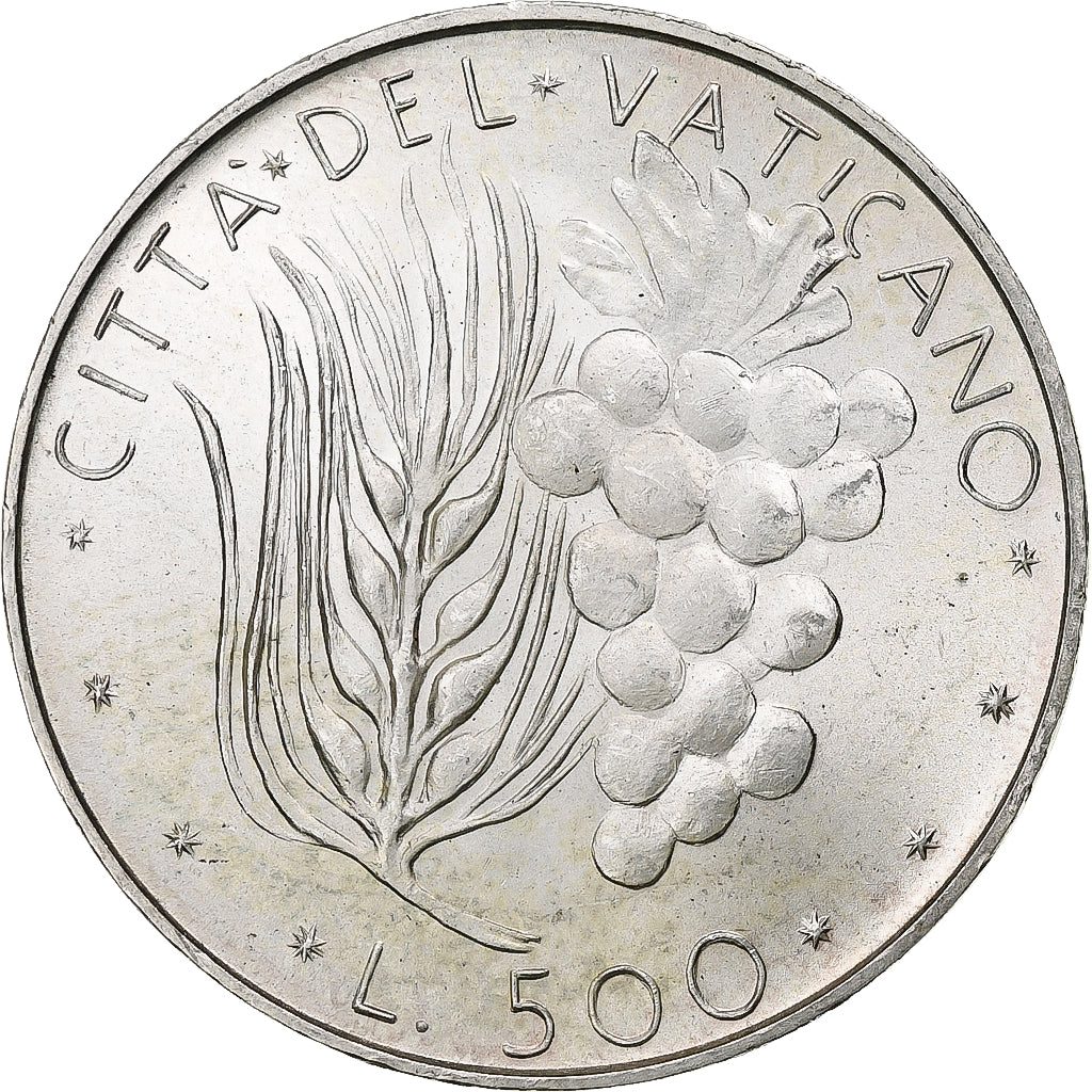 Vaticano, Paul VI, 500 Lire, 1974 / Anno XII, Rome, Prata, MS(60-62), KM:123