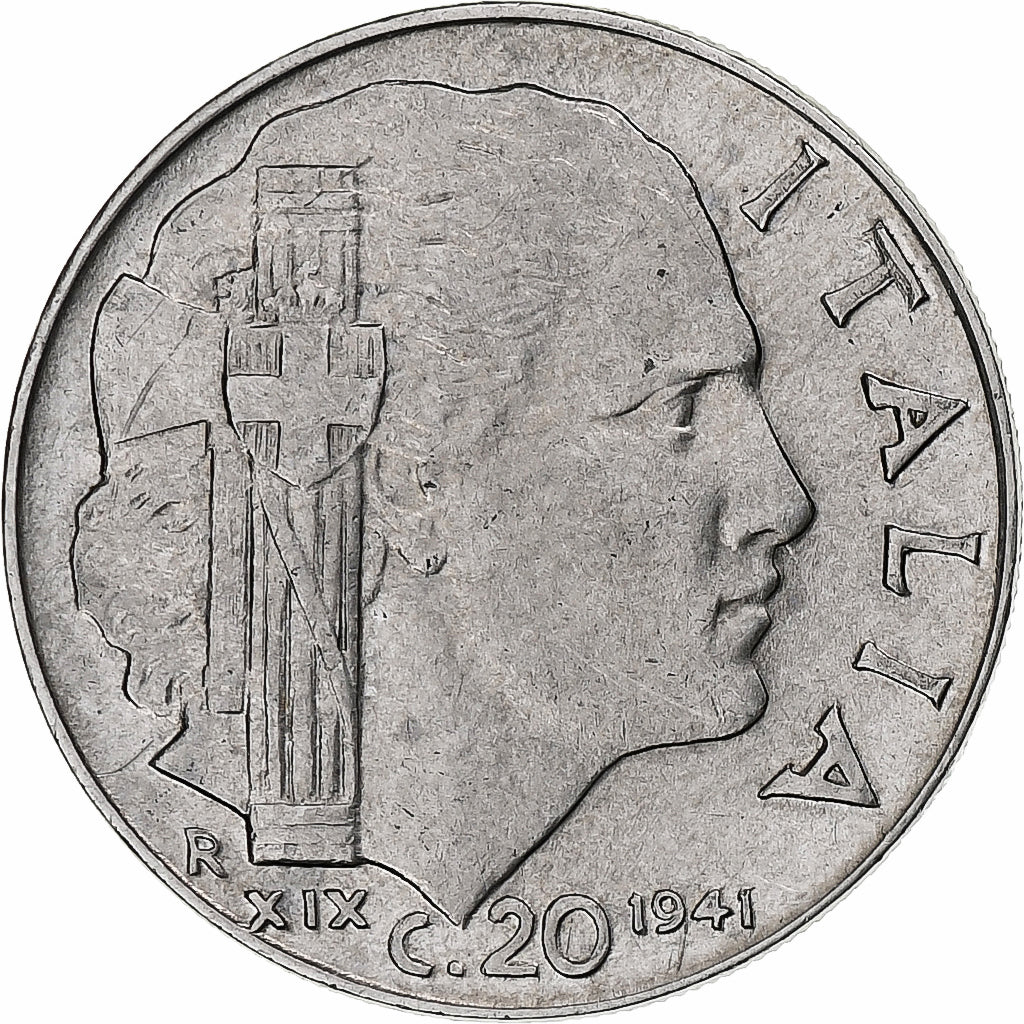 Włochy, Vittorio Emanuele III, 20 Centesimi, 1941 / A. XIX, Rome, Acmonital