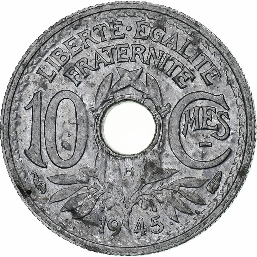 France, 10 Centimes, Lindauer, 1945, Beaumont-Le-Roger, Zinc, AU(55-58)
