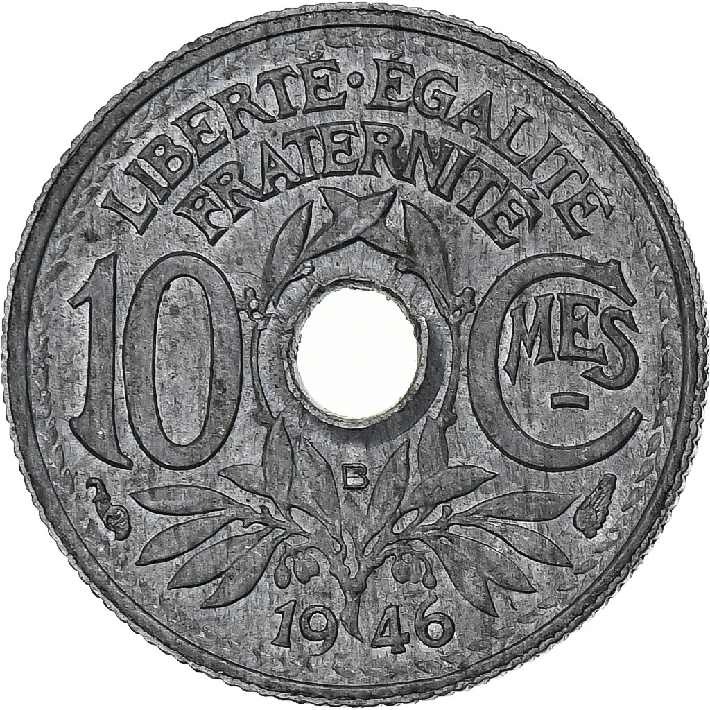 Francia, 10 Centimes, Lindauer, 1946, Beaumont-Le-Roger, Cinc, MBC+