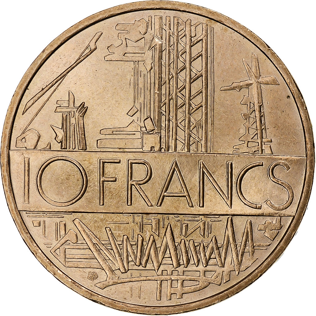Francja, 10 Francs, Mathieu, 1976, Pessac, Tranche A, Miedzionikiel Aluminium