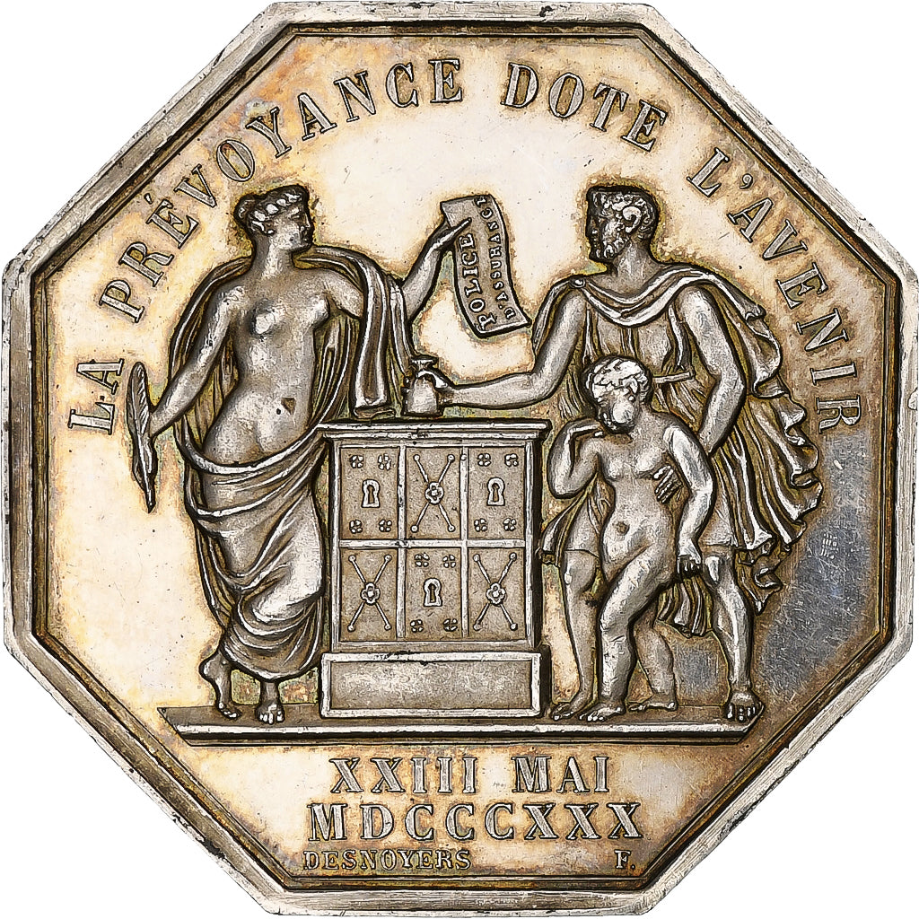 France, Token, Assurances la Nationale Vie, 1830, Silver, Desnoyers, MS(60-62)