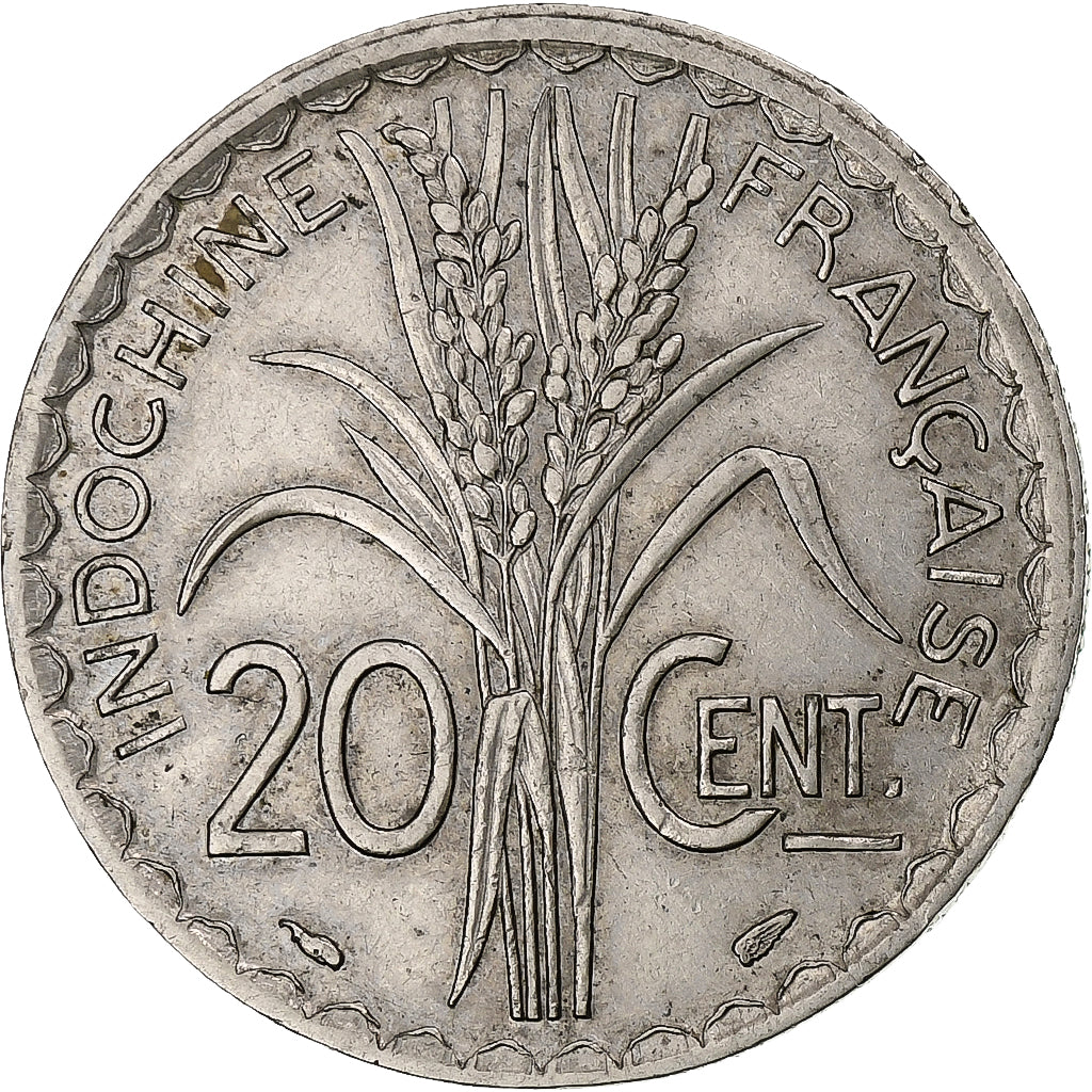 French Indochina, 20 Centimes, 1939, Paris, Magnetic, Nickel, AU(55-58)