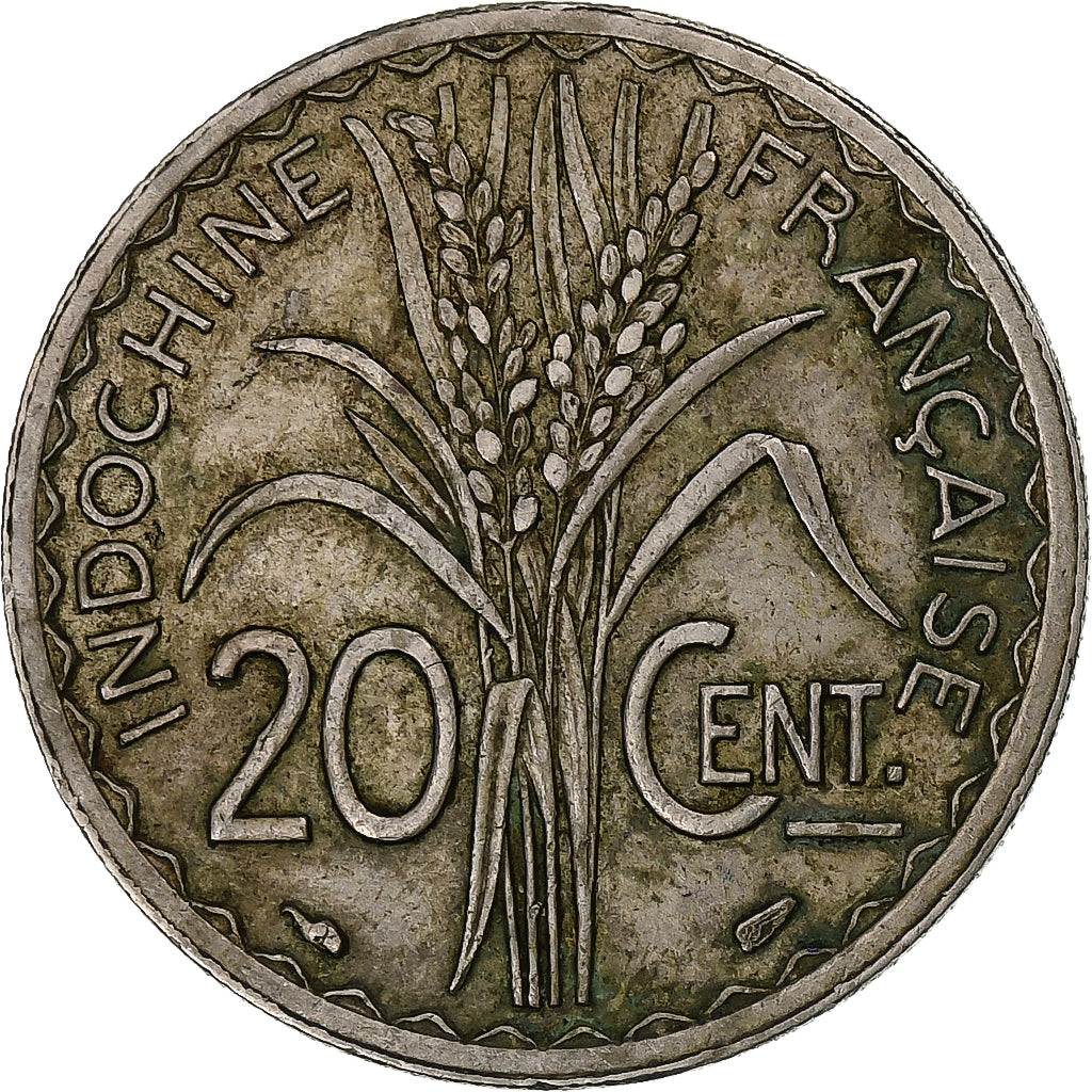 French Indochina, 20 Centimes, 1939, Paris, non-magnetic, Copper-nickel