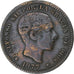 Spain, Alfonso XII, 5 Centimos, 1877, Barcelona, Copper, EF(40-45), KM:674