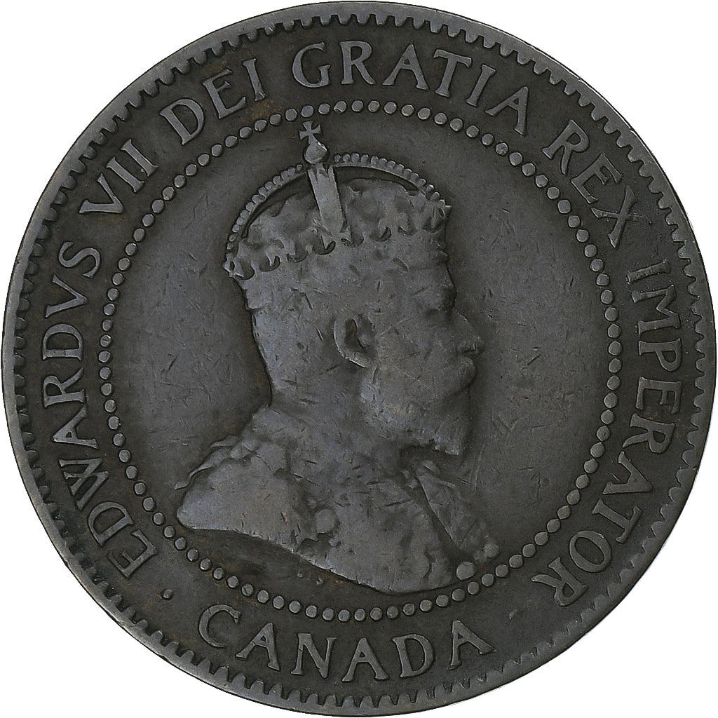Canadá, Edward VII, Cent, 1907, London, Bronce, BC+, KM:8