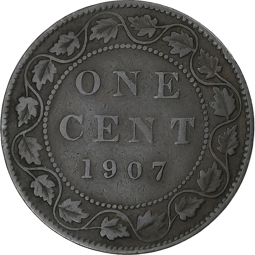 Canadá, Edward VII, Cent, 1907, London, Bronce, BC+, KM:8