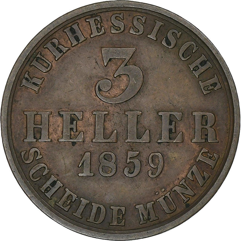Electorate of Hesse, Friedrich Wilhelm, 3 Heller, 1859, Copper
