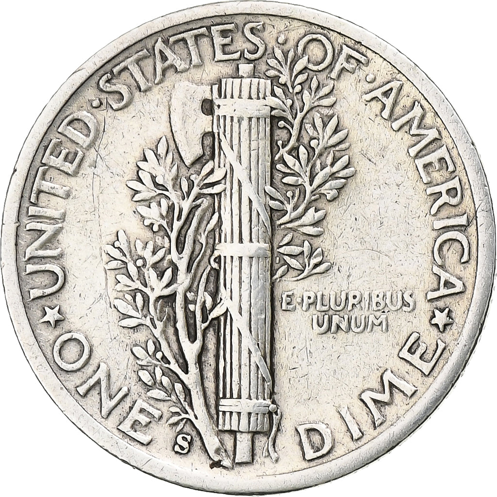 United States, Mercury Dime, 1942, San Francisco, Silver, AU(50-53), KM:140