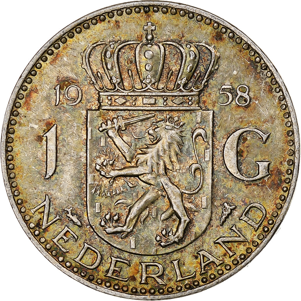 Netherlands, Juliana, Gulden, 1958, Utrecht, Silver, MS(60-62), KM:184