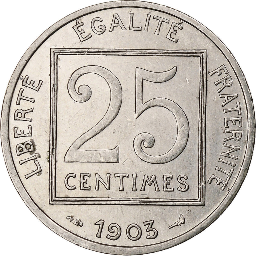 France, 25 Centimes, Patey, 1903, Paris, Nickel, TTB+, Gadoury:362, KM:855