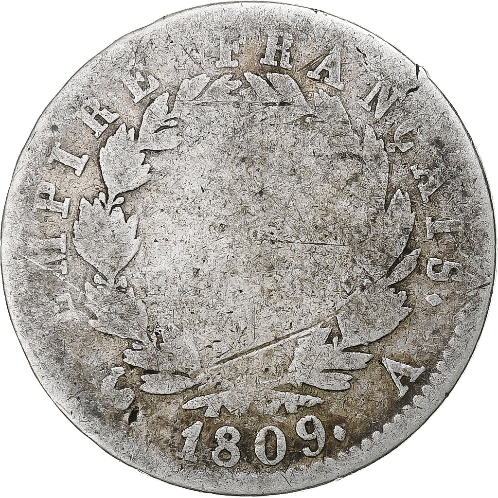 Francia, Napoleon I, Franc, 1809, Paris, Argento, MB, Gadoury:446, KM:692.1