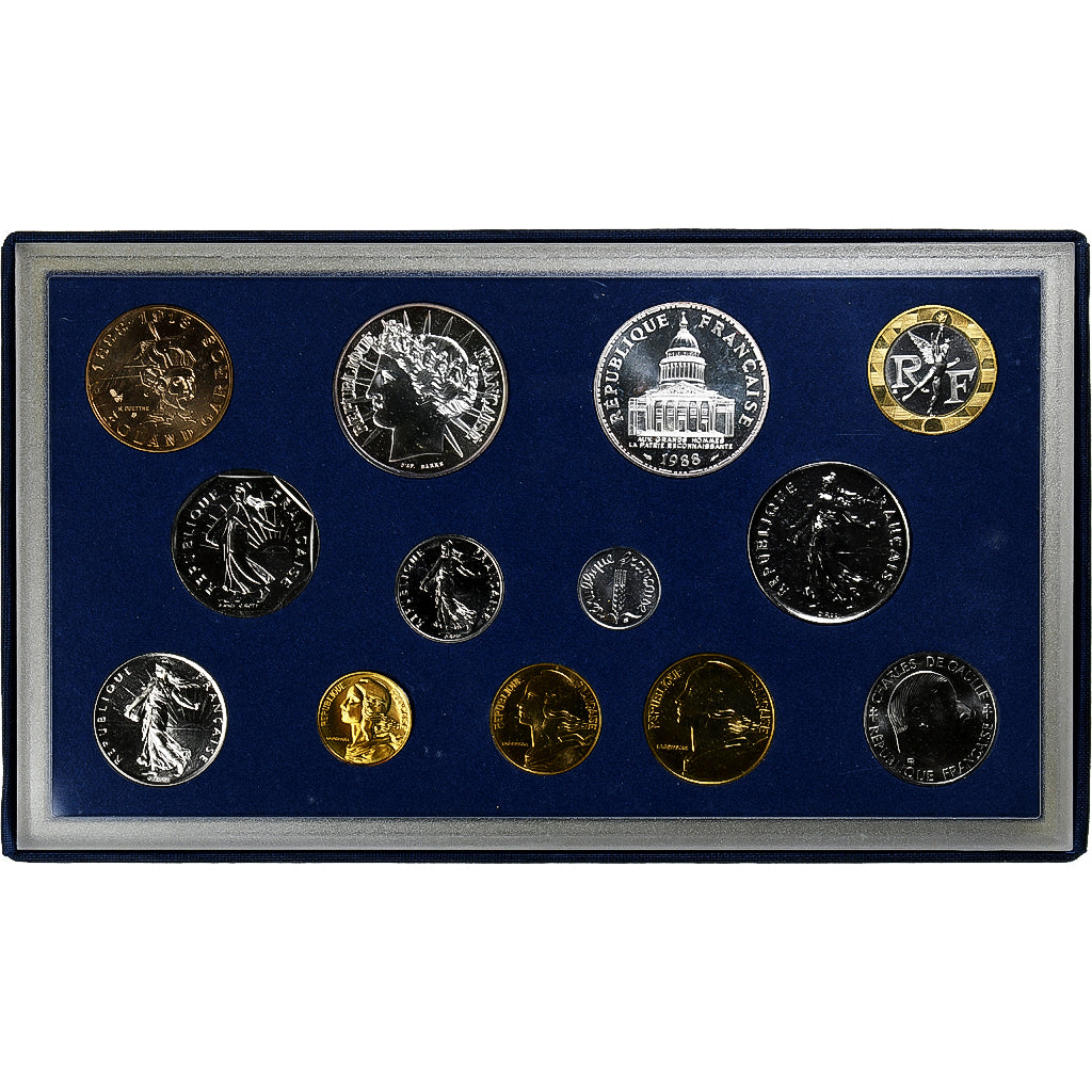 Francja, Coffret 1 c. à 100 frs., 1988, Monnaie de Paris, FDC, ND, MS(65-70)