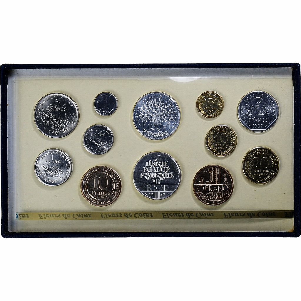 Francia, Coffret 1 c. à 100 frs., 1987, Monnaie de Paris, FDC, N.C., FDC