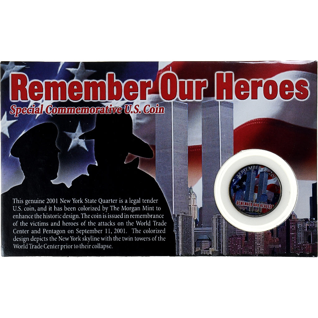 United States, Quarter, Remember our heroes, 2001, Morgan mint, Colourized