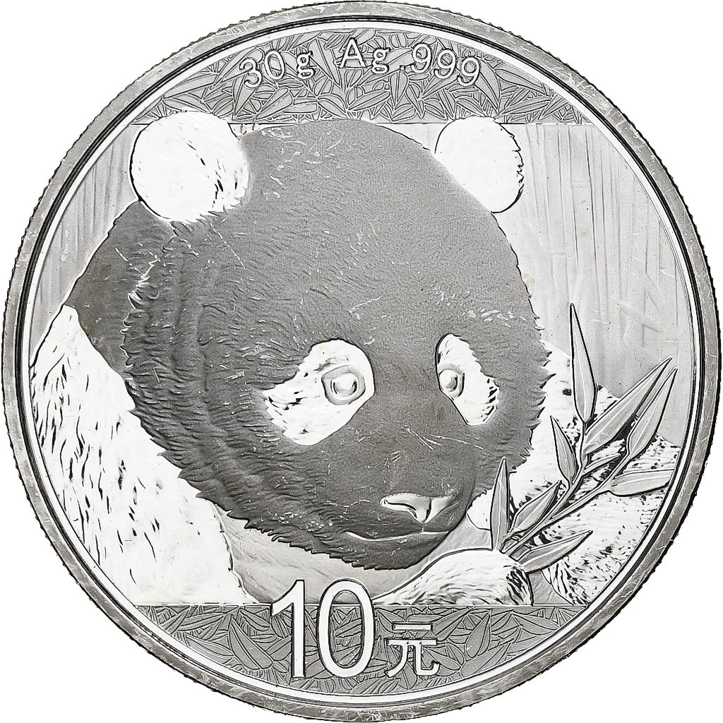 Chine, 10 Yüan, 1 oz, Panda, Bullion, 2018, BE, Argent, SPL, KM:2410