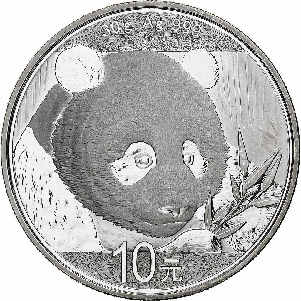 China, 10 Yüan, 1 oz, Panda, Bullion, 2018, Proof, Prata, MS(63), KM:2410