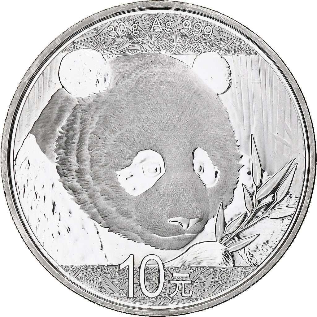 China, 10 Yüan, 1 oz, Panda, Bullion, 2018, Proof, Silver, MS(63), KM:2410