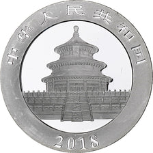 China, 10 Yüan, 1 oz, Panda, Bullion, 2018, Proof, Silver, MS(63), KM:2410