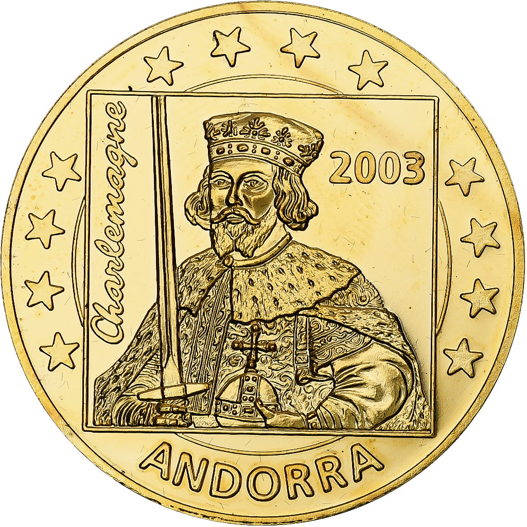 Andorre, 5 Euro, Fantasy euro patterns, Essai-Trial, BE, 2003, Laiton, FDC