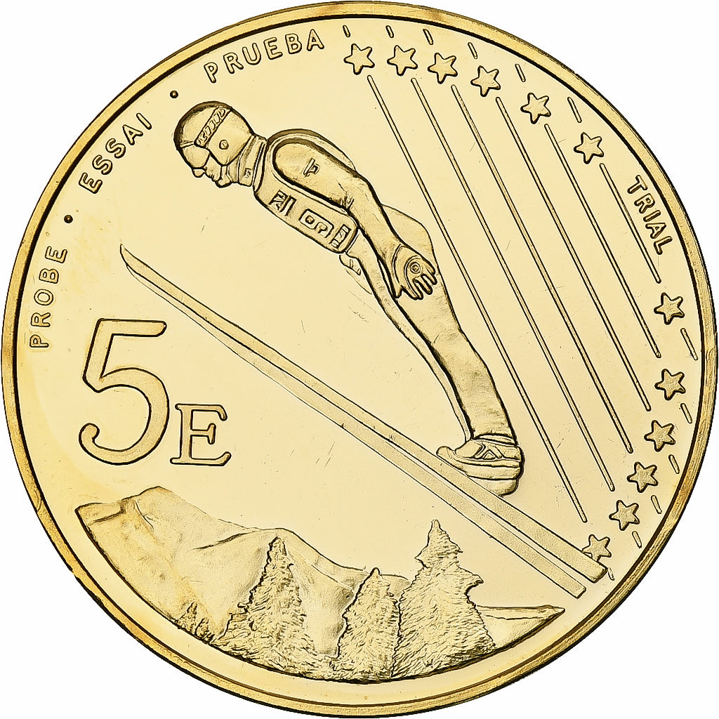 Andorre, 5 Euro, Fantasy euro patterns, Essai-Trial, BE, 2003, Laiton, FDC