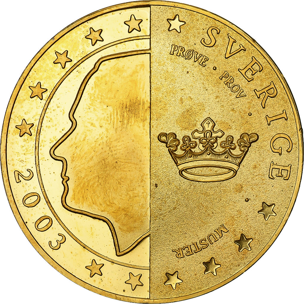 Schweden, 5 Euro, Fantasy euro patterns, Essai-Trial, PP, 2003, Messing, STGL